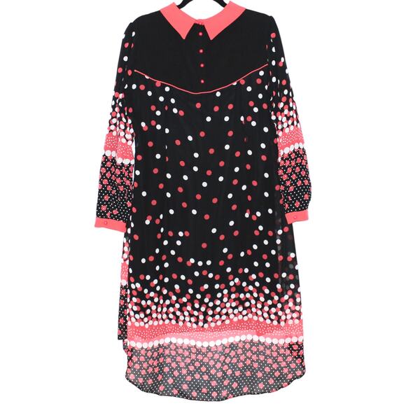 Benvoli Black Pink White Polka Tunic Dress Large - Picture 2 of 3
